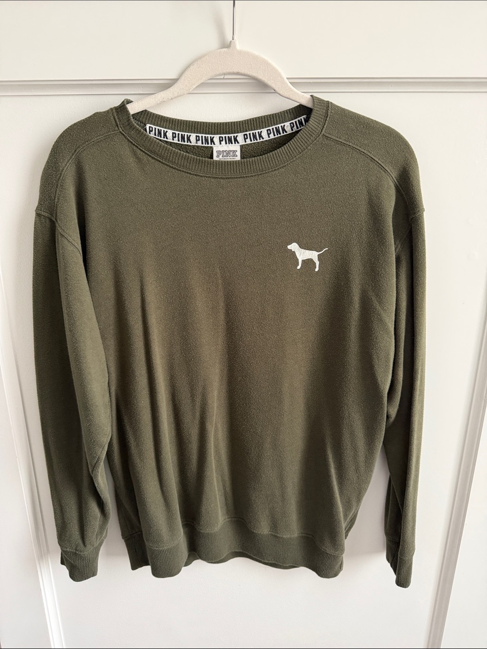 PINK Victoria's Secret Olive Green Crewneck Sweatshirt